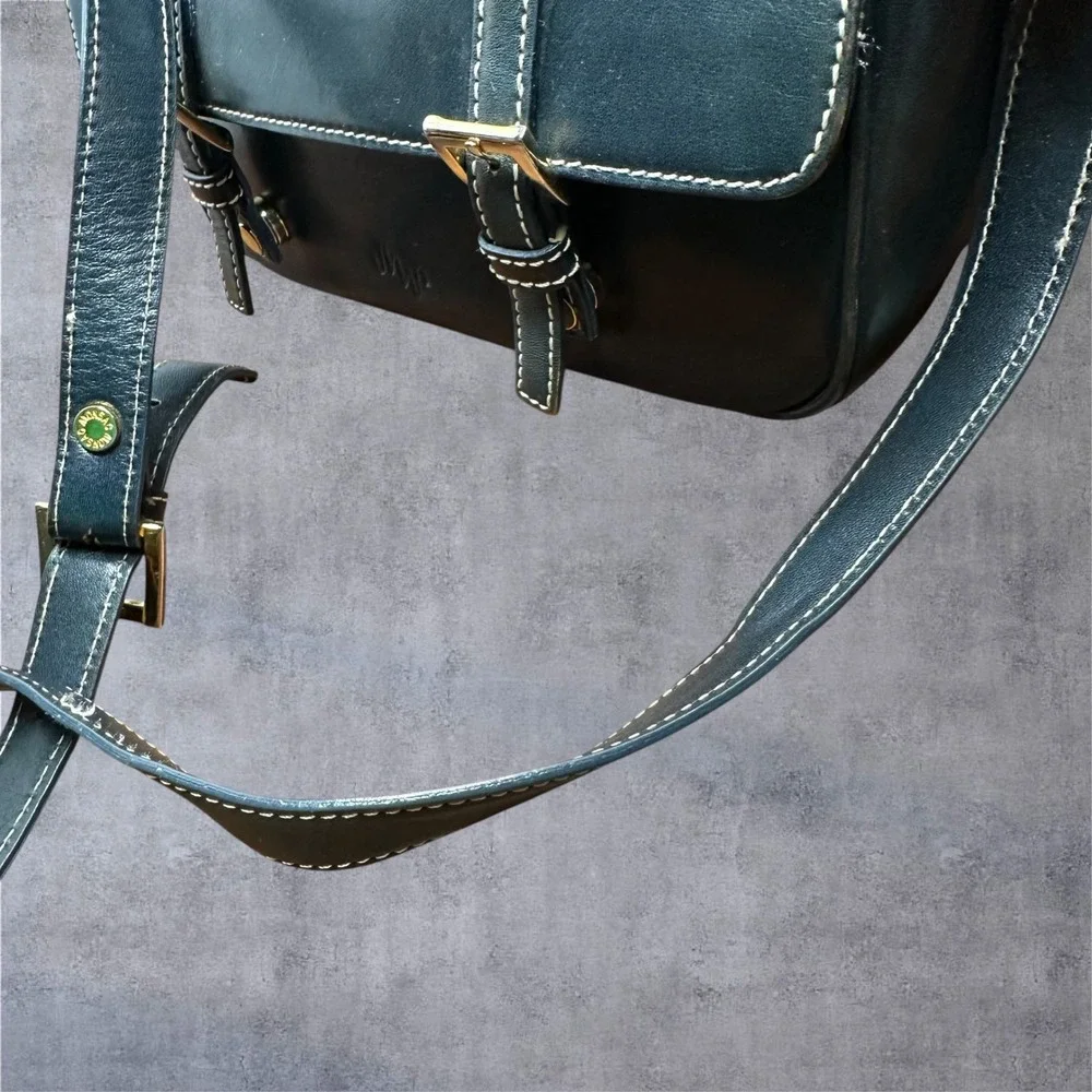 Monsac‎ Leather Satchel Bag Womens Medium Teal Green Buckle Crossbody